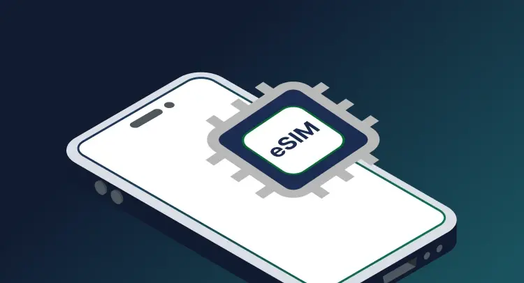 Image showing iPhone and eSIM in relation to this webinar event about Apple technology and eSIMs